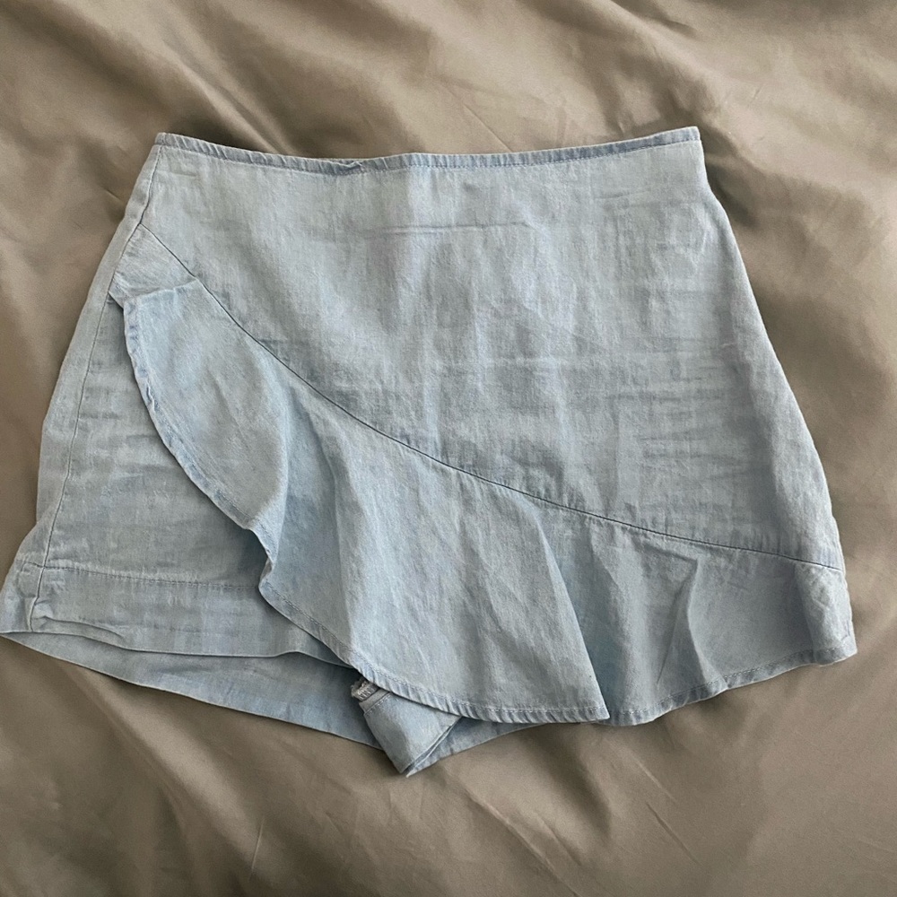 Denim linen skort